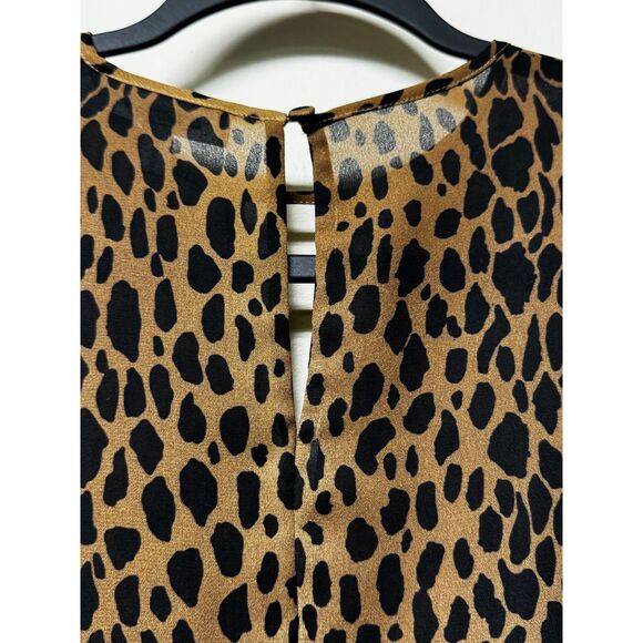 GOOD AMERICAN Double Keyhole Leopard Print Blouse, Sz XS - Picture 7 of 12